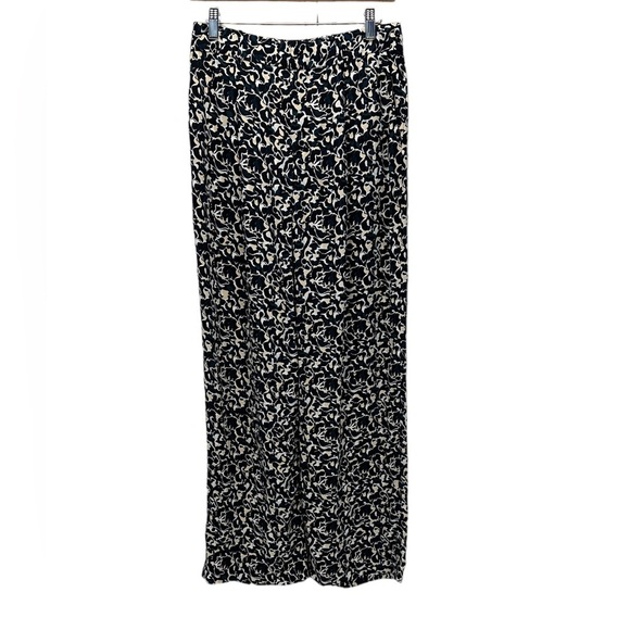 Club Monaco Abstract Print Wide Leg Pleated Front Trouser Pant - Black - size 2 - Picture 1 of 9